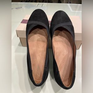 Clarks. Daelyn Hill wedge Pump. Black suede.  From the Artisan Collection.